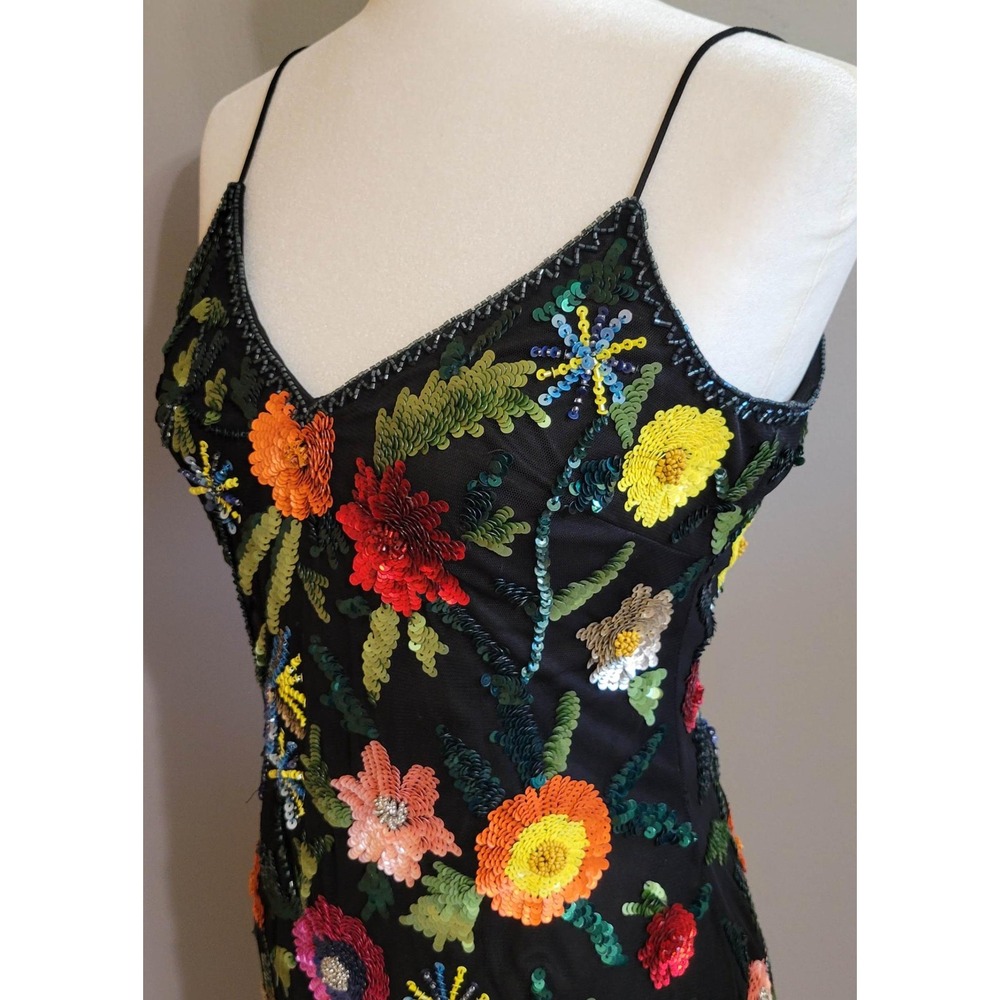 AIDAN Floral Embossed Sequined Cocktail Dress - Picture 6 of 10